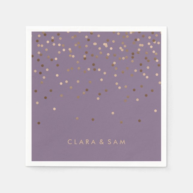 elegant chick glam rose gold confetti dots violet napkin (Front)
