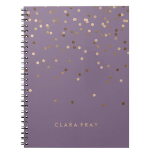 elegant chick glam rose gold confetti dots violet notebook
