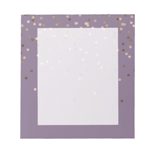 elegant chick glam rose gold confetti dots violet notepad (Front)