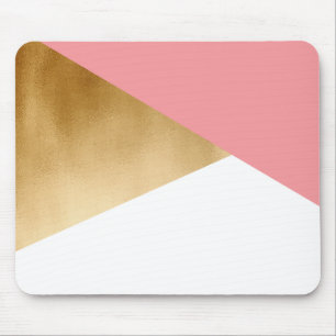 elegant chick modern faux gold pink geometric mouse mat