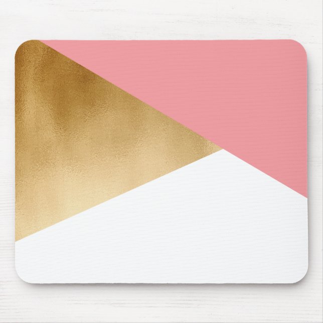 elegant chick modern faux gold pink geometric mouse mat (Front)