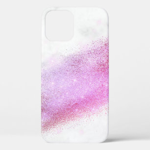 Elegant chick ombre pink & purple glitter marble iPhone 12 case
