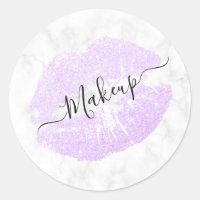 Elegant chick purple glitter lips white marble