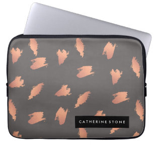 Elegant chick rose gold abstract brush pattern laptop sleeve