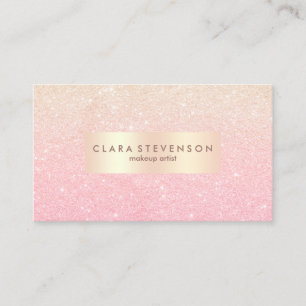 Elegant chick rose gold glitter makeup artist business card