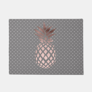 elegant chick rose gold pineapple polka dots doormat