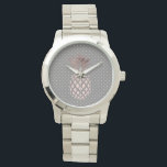 elegant chick rose gold pineapple polka dots watch<br><div class="desc">Modern and feminine design featuring faux rose gold pineapple and polka dots background.</div>
