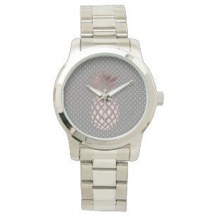elegant chick rose gold pineapple polka dots watch