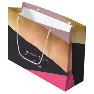 elegant chick rose gold pink grey color block large gift bag