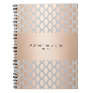 Elegant Chick Rose Gold Polka Dots Pattern Grey Notebook