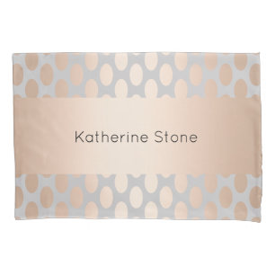 Elegant Chick Rose Gold Polka Dots Pattern Grey Pillowcase