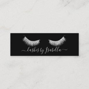 Elegant chick silver glitter black lashes mini business card
