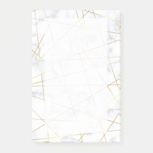 elegant chick white marble faux gold geometric post-it notes