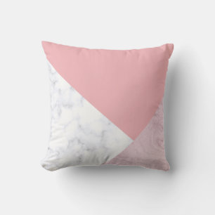 Elegant chick white pastel pink marble geometric cushion
