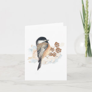 Elegant Chickadee Watercolor Note Card