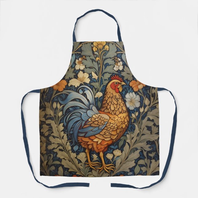 Elegant Chicken William Morris Inspired Floral Apron (Front)