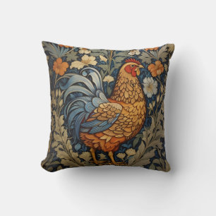 Elegant Chicken William Morris Inspired Floral Cushion