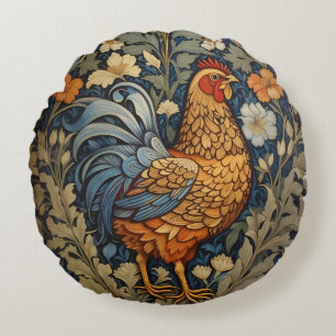 Elegant Chicken William Morris Inspired Floral Round Cushion