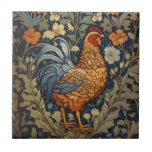 Elegant Chicken William Morris Inspired Floral Tile<br><div class="desc">Elevate your space with this Elegant Chicken William Morris Inspired Floral Ceramic Tile. This exquisite design seamlessly combines the timeless allure of William Morris's floral patterns with the grace of a chicken, creating a chic and durable piece of art for your home. Whether used as a decorative element or a...</div>