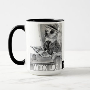 Elegant chihuahua reading newspaper Mug