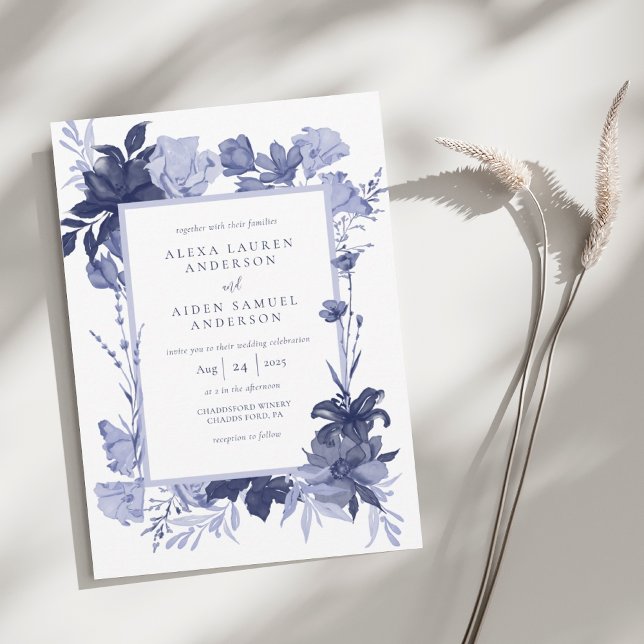 Elegant Chinaware Blue Floral Wedding  Invitation (Creator Uploaded)