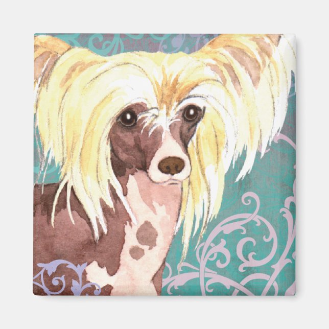 Elegant Chinese Crested Magnet (Front)