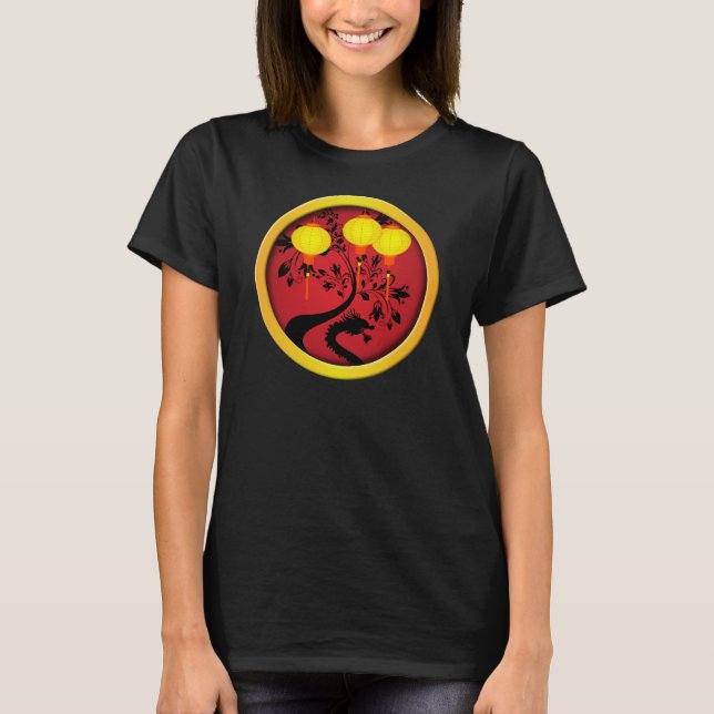 Elegant Chinese New Year Dragon Gold Lanterns  T-Shirt (Front)