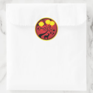 Elegant Chinese New Year Goat Gold Lanterns Classic Round Sticker