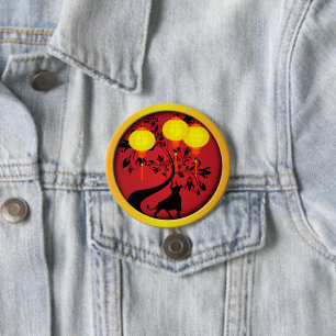 Elegant Chinese New Year OX Gold Lanterns 7.5 Cm Round Badge