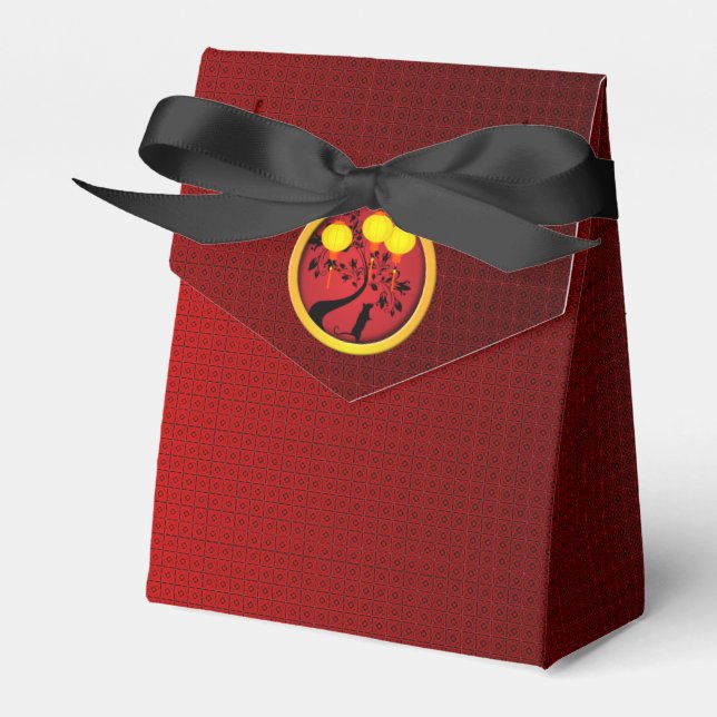 Elegant Chinese New Year Rat Gold Lanterns Favour Box (Front Side)