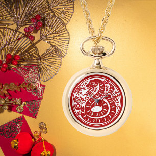 Elegant Chinese New Year Snake Zodiac Pendant Watch