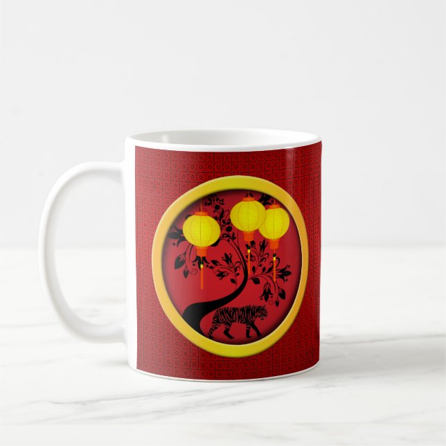 Elegant Chinese New Year Tiger Lanterns Coffee Mug (Left)