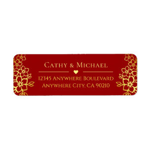 Elegant Chinese wedding floral return address