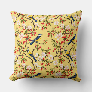 Elegant Chinoiserie Bird Cushion