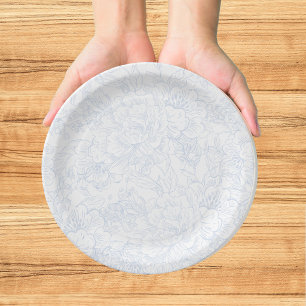 Elegant Chinoiserie Blue Floral Wedding Paper Plate