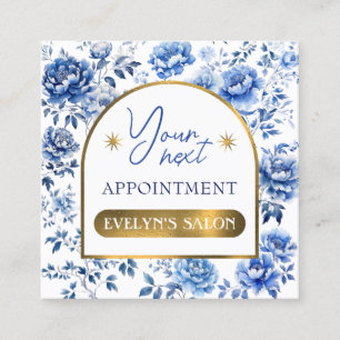 Elegant chinoiserie blue flowers appointment card