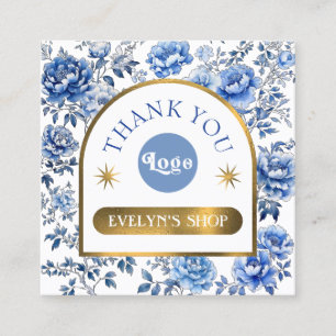 Elegant chinoiserie blue flowers discount card