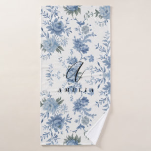 Elegant Chinoiserie Blue Toile  Bath Towel