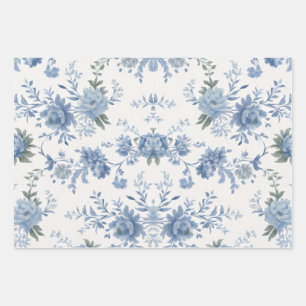 Elegant Chinoiserie Blue Toile  Wrapping Paper Sheet