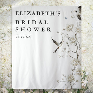 Elegant Chinoiserie Bridal Shower Photo Backdrop Tapestry