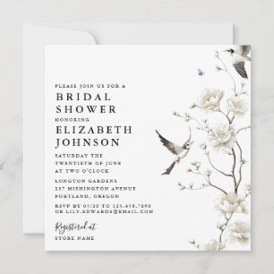 Elegant Chinoiserie Floral Garden Bridal Shower Invitation