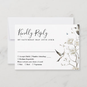 Elegant Chinoiserie Floral Garden Wedding  RSVP Card