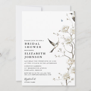 Elegant Chinoiserie Floral QR Code Bridal Shower Invitation