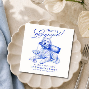 Elegant Chinoiserie Golden Doodle Engagement Napkin