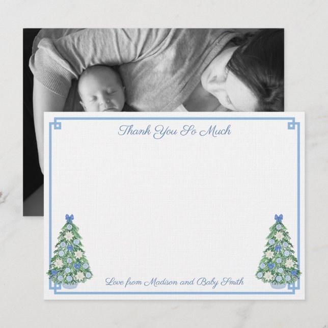 Elegant Chinoiserie Holidays Baby Shower Photo Thank You Card (Front/Back)