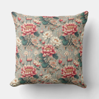 Elegant Chinoiserie Lotus Cushion