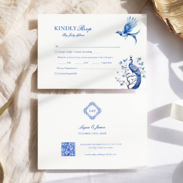 Elegant Chinoiserie Meal Choice Wedding RSVP (Creator Uploaded)