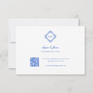 Elegant Chinoiserie Meal Choice Wedding RSVP Card