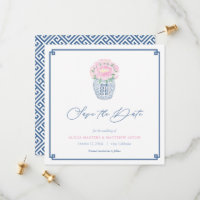 Elegant Chinoiserie Navy Blue Pink Spring Wedding
