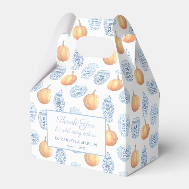 Elegant Chinoiserie Pumpkins Fall Wedding Shower  Favour Box (Front Side)